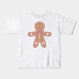 GINGERBREAD Man Christmas Cookie Pink Icing Kids T-Shirt